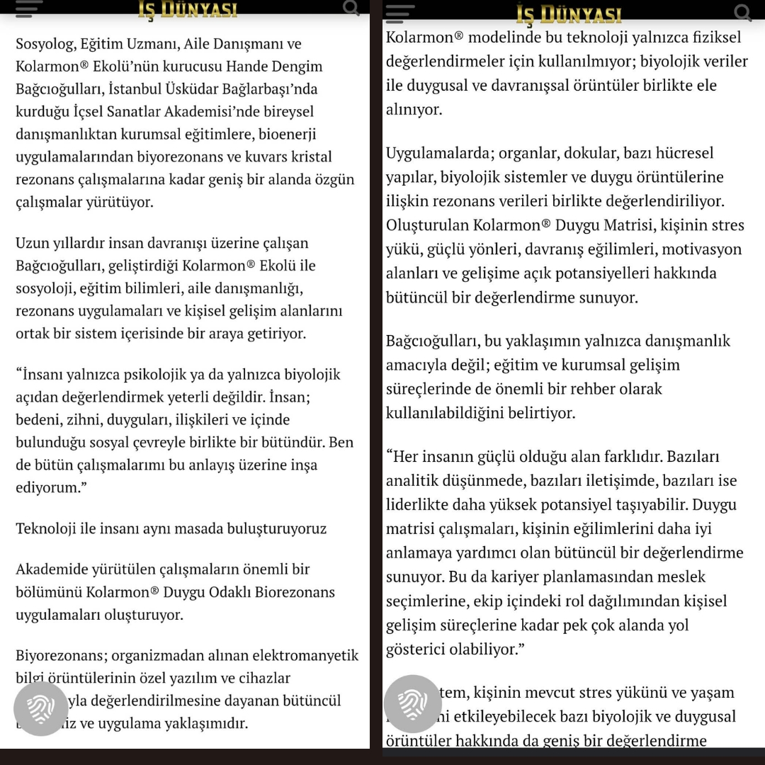 Hande Dengim Bağcıoğulları - İçsel Sanatlar Akademisi İş Dünyası Dergisi 01 Ağustos 2026 _2