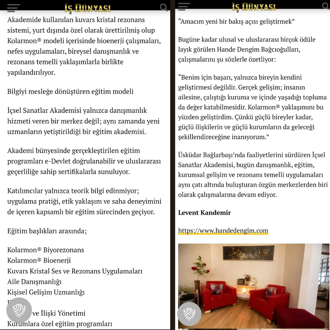 Hande Dengim Bağcıoğulları - İçsel Sanatlar Akademisi İş Dünyası Dergisi 01 Ağustos 2026 _4