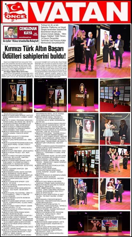 Önce Vatan ve Ege Telgraf Gazetelerinde Yayınlanan 16. Altın Başarı Ödülleri Haberlerimiz